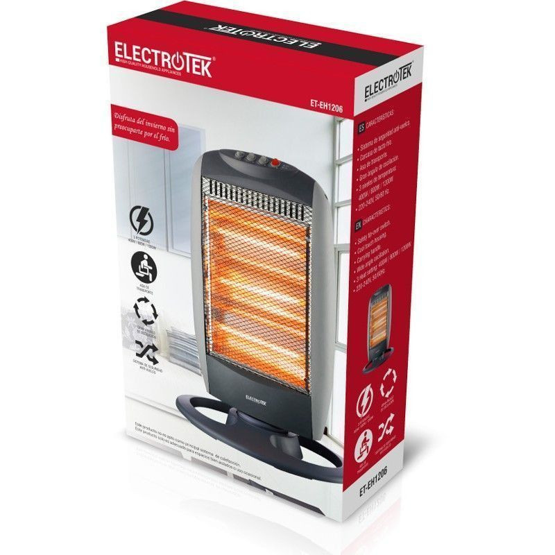 Estufa Halógena 3 ajustes de temperatura y oscilación. ELECTROTEK ET-EH1206 ElectroTek Estufas Halógenas y de Cuarzo ET-EH1206