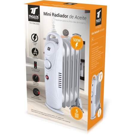 Mini Oil Filled Radiator with 5 Fins. Thulos TH-RAC502
