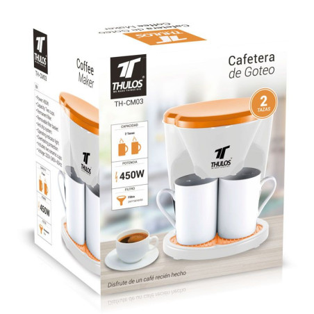 Coffe maker with two cups, 450W. THULOS TH-CM03
