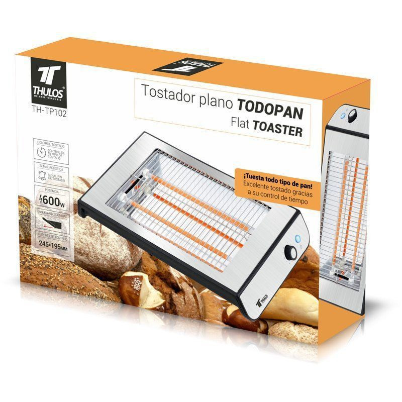 Tostador plano de acero inoxidable TODOPAN, 600W Thulos TH-TP102 Thulos Tostadores Planos TH-TP102