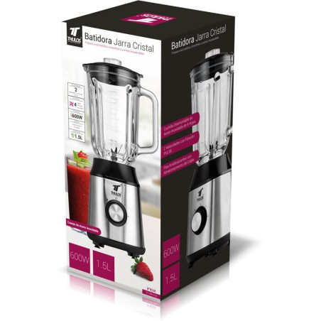 Glass blender, stainless steel body. 1.5 liters and 600W. THULOS TH...