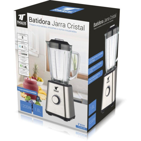 Glass blender, stainless steel body. 1.8 liters and 1200W. THULOS T...