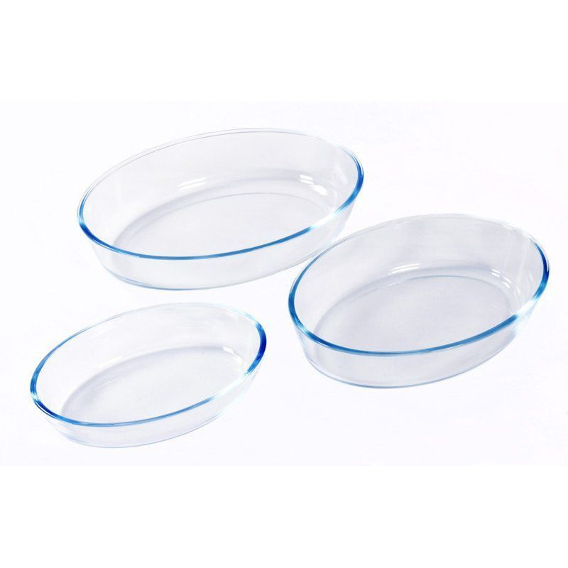 TH-KA020 - Set de 3 bandejas de vidrio ovaladas para horno, 0.7L, 1.6L y 2.4L. THULOS TH-KA020. - Thulos