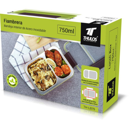 Lunch box 750ml, with 2-compartment stainless steel inerior tray. T...