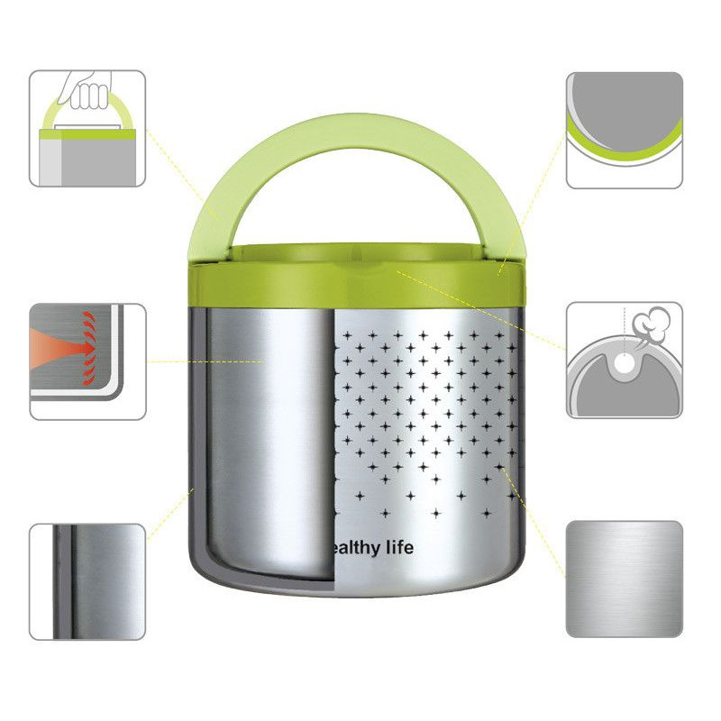 Lunch box with stainless steel body. capacity 1.0L, THULOS TH-LB10
