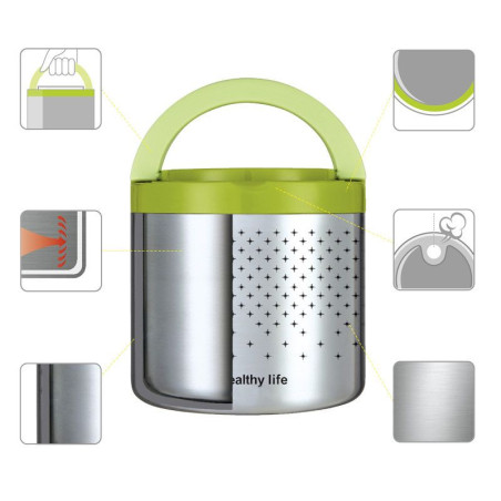 Lunch box with stainless steel body. capacity 1.0L, THULOS TH-LB10