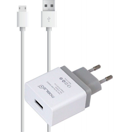 Wall charger + Micro USB to USB cable 1 meter, 2.1A. MOBILE + MB-1004