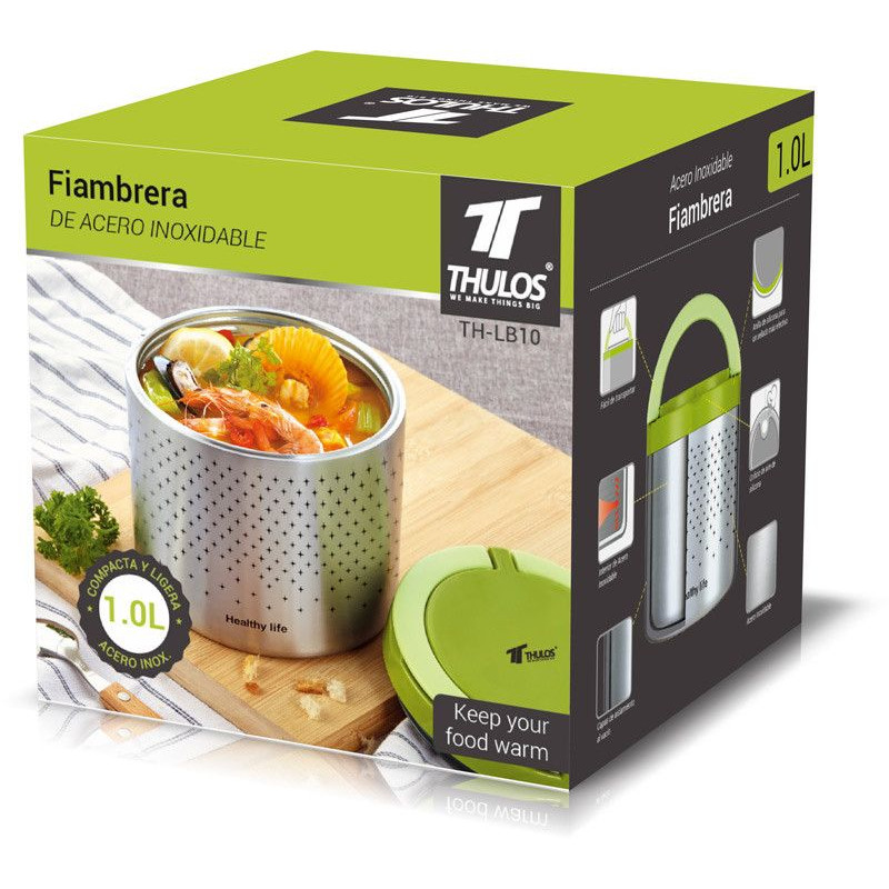 Fiambrera con cuerpo de Acero Inoxidable. capacidad 1.0L, THULOS TH-LB10 Thulos Fiambreras TH-LB10