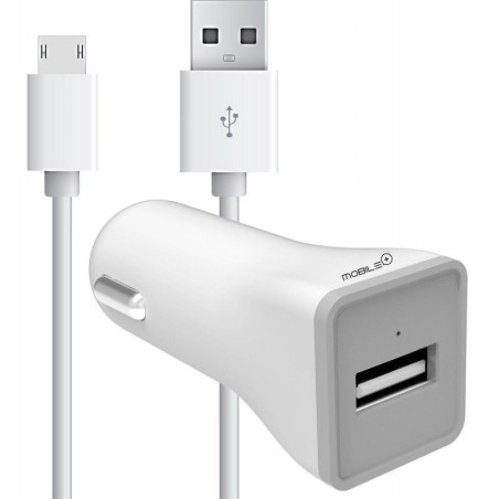 Car charger compatible with Smartphones, 1A + 1 meter micro USB cab...