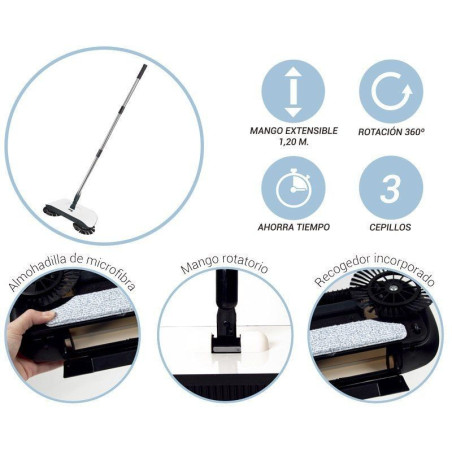 Cordless Rotating Broom 3 in 1: Broom, mop and dustpan. THULOS TH-H...