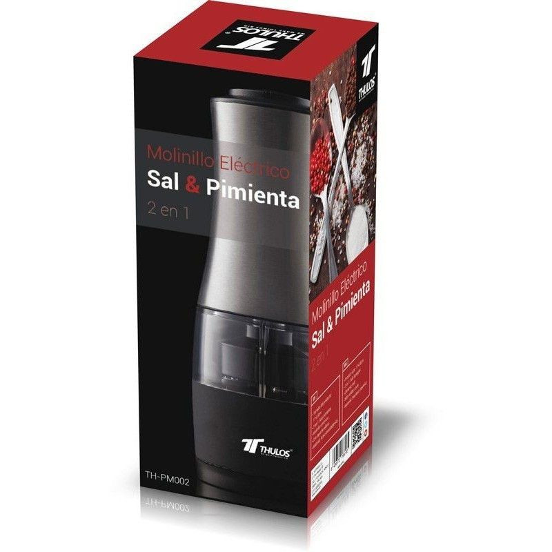 Salt & pepper Electric Grinder, 2 in 1. THULOS TH-PM002