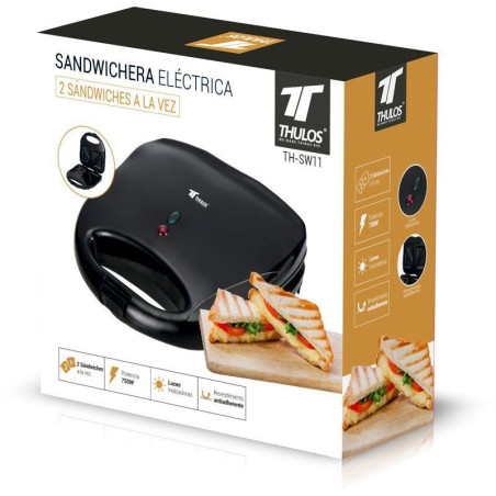 Electric sandwich maker, capacity 2 sandwiches. 750W. Thulos TH-SW11