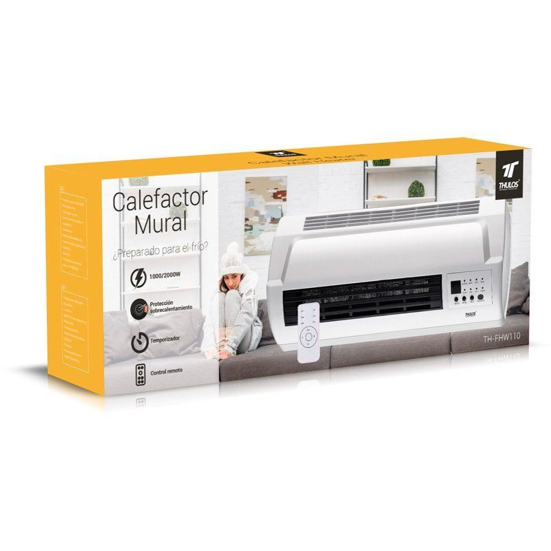 Calefactor eléctrico mural, 2 ajustes de calor, 1000-2000W. THULOS TH-FHW110 Thulos Calefactores y Termoventiladores TH-FHW110