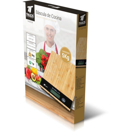 Wooden surface digital kitchen scale, 5Kg capacity. THULOS TH-DS105