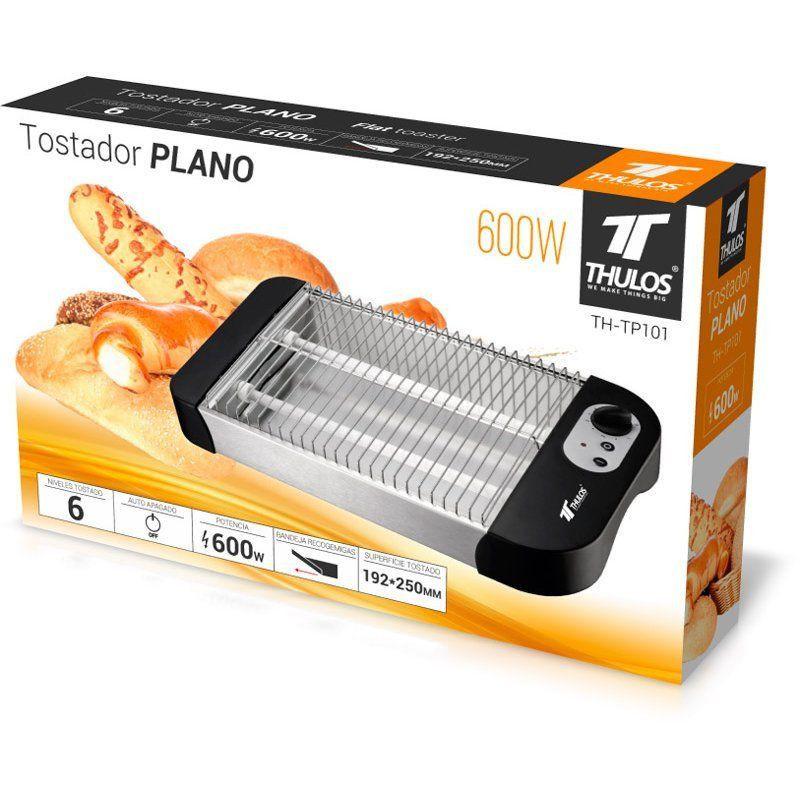 Flat toaster with 6 temperature levels, 600W. Thulos TH-TP101.
