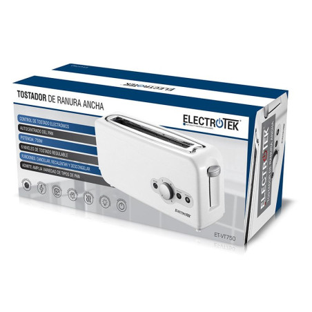 One wide slot, two slice cool touch Toaster. ELECTROTEK ET-VT750