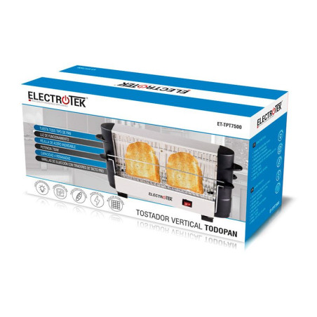 Tostador eléctrico para todo tipo de pan, capacidad 4 rebanadas. ELECTROTEK ET-TPT7500 ElectroTek Tostadores Verticales ET-TP...