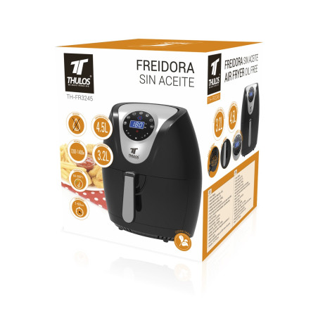 3.2L oil-free fryer, timer up to 30m. Power: 1400W. THULOS TH-FR3245