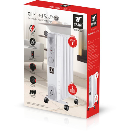 Radiador de óleo com 9 elementos de aquecimento. Potência: 2000W. T...