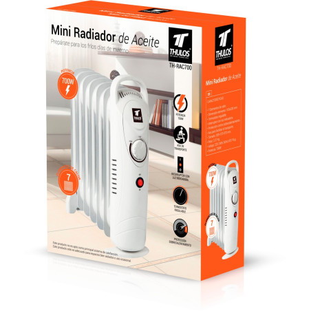 Mini radiador a óleo com 7 elementos de aquecimento. Potência: 700W...