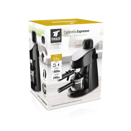 Cafetera eléctrica 0.75l, 6 tazas, jarra de cristal, ERP. THULOS TH...