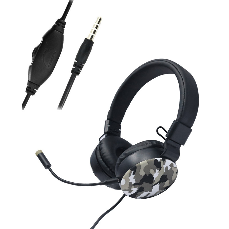 Camouflage Gaming Headphones, Microphone and Volume Adjustment MB-HP34