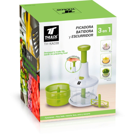 3 in 1: Chopper, blender and manual drainer. THULOS TH-KA038.