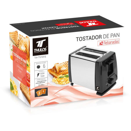 Torradeira eléctrica 2 fatias 700W Thulos TH-TV101W/S