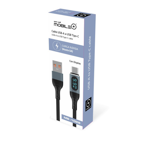 USB-A to USB Type-C cable, cable length: 1 m. Fast Charge (Up to 5A...