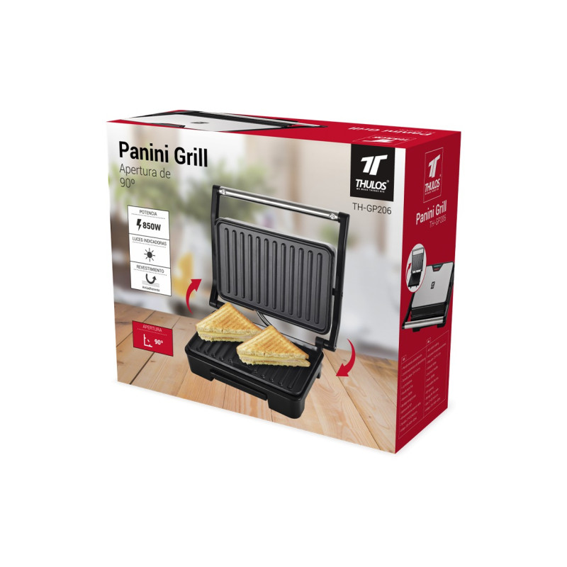 Panini Grill 850W, 90º de abertura THULOS TH-GP206