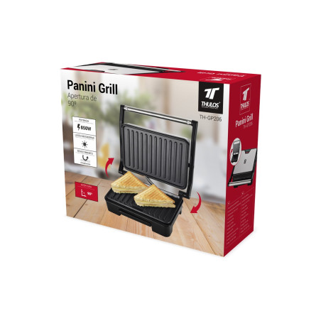 Panini Grill 850W, 90º opening. THULOS TH-GP206