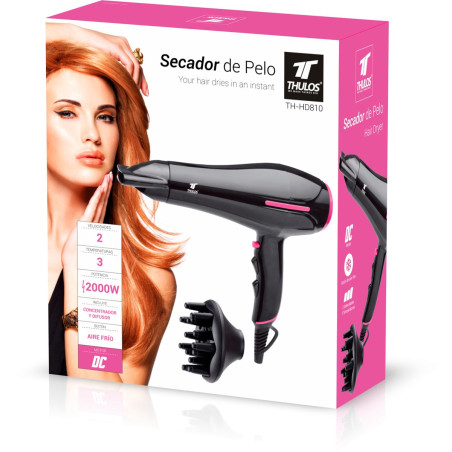 Hair dryer, 2 speeds, 3 temperatures, 2000W, with diffuser and conc...