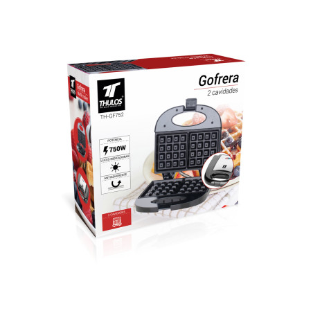 Máquina de waffles sem pau, 750W. THULOS TH-GF752