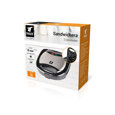 Sandwichera 2 cavidades, 750W. THULOS TH-SW12 Thulos Inicio TH-SW12