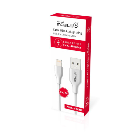 USB-A to LIGHTNING Cable, Cable 2.0m. MOBILE+ MB-1033