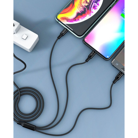 3 em 1 Tipo C para Relâmpago, Micro USB e Cabo de Carregamento Tipo...