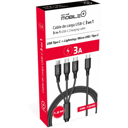 3 em 1 Tipo C para Relâmpago, Micro USB e Cabo de Carregamento Tipo...