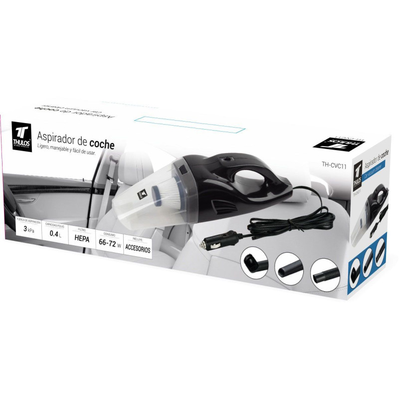 Aspirador para automóvel, filtro HEPA, 0,4 litros. THULOS TH-CVC11