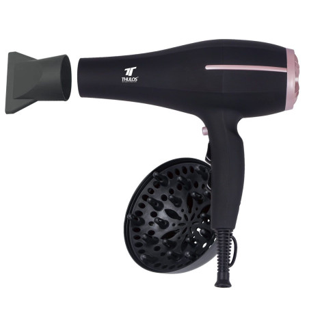 Secador de pelo, 2000W, 2 velocidades y 3 ajustes de temperatura, botón aire frío, con difusor y concentrador. THULOS TH-HD20...