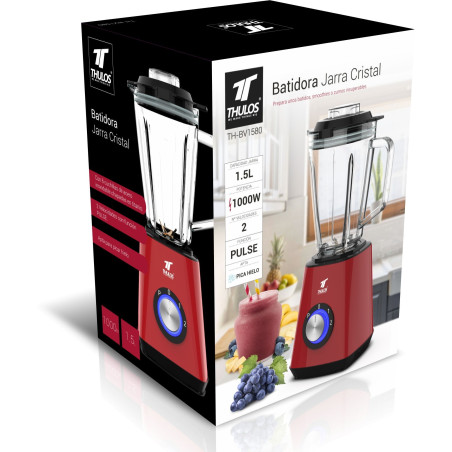 Batidora de vaso de cristal, 1.5L, 1000W. THULOS TH-BV1580 Thulos Inicio TH-BV1580
