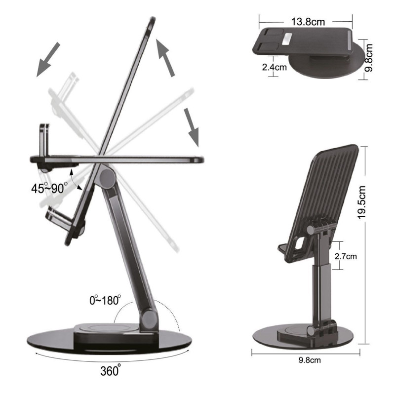 Rotating Stand for Mobile Phones and Tablets 4"-12.9"