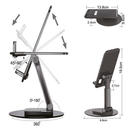Rotating Stand for Mobile Phones and Tablets 4"-12.9"