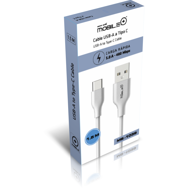 Cabo de carga rápida e transmissão de dados USB-A para Tipo-C, comp...