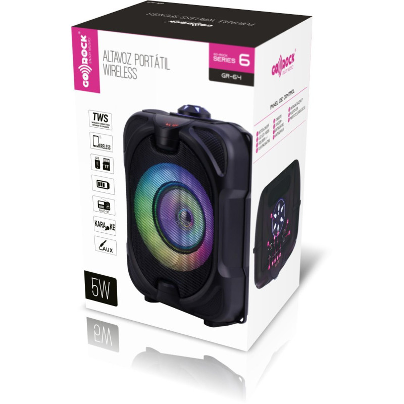 TWS Wireless Portable Speaker, LED lights, power: 5W. GO-ROCK GR-64
