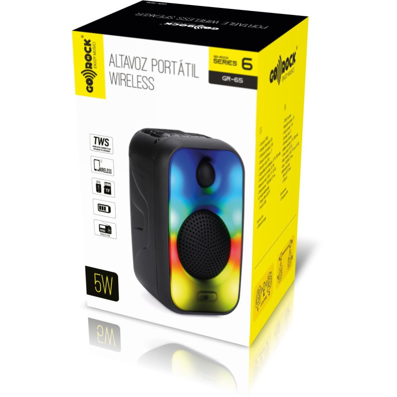 Alto-falante portátil TWS Wireless, luzes LED, potência: 5W. GO-ROC...