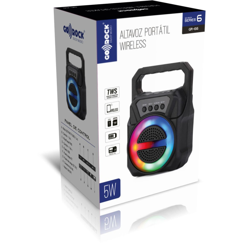 Portable speaker TWS Wireless, LED lights, power: 5W. GO-ROCK GR-66