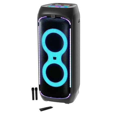 Altavoz torre Karaoke TWS, incluye 2 micrófonos inalámbricos, mando a distancia, entrada para guitarra, 200W. GO-ROCK GR-716 ...