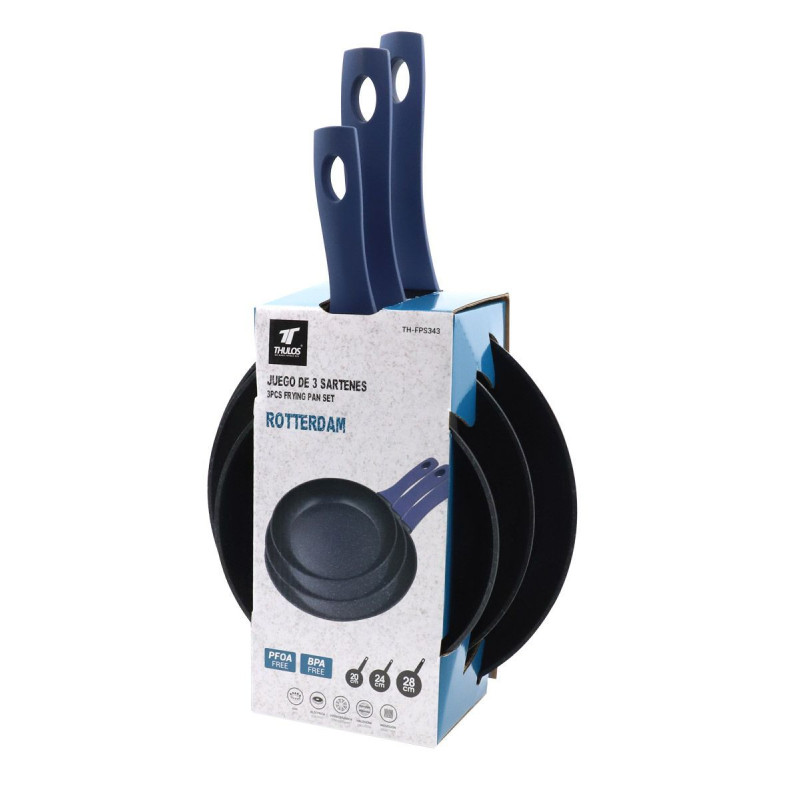 Conjunto de 3 frigideiras Ø20, Ø24 e Ø28 cm. Adequado para todos os...