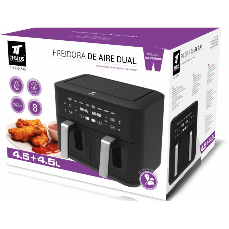 Dual Air Fryer, Capacity: 4.5+4.5L. THULOS TH-FR4545