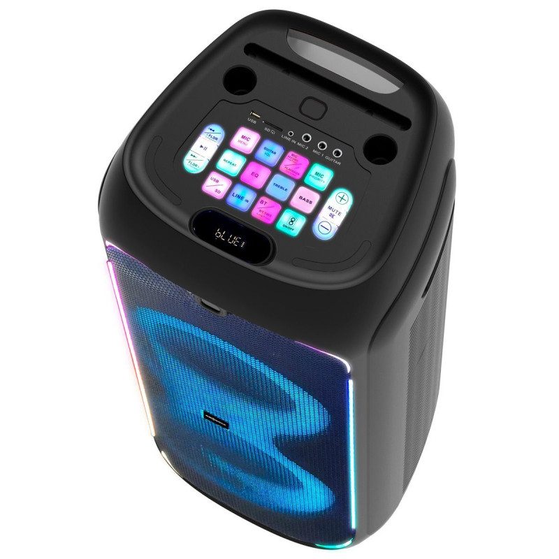 Altavoz torre Karaoke TWS, incluye 2 micrófonos inalámbricos, mando a distancia, entrada para guitarra, 200W. GO-ROCK GR-716 ...